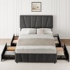 Bed Frame with Adjustable Headboard, 4 Storage Drawers and Wooden Slats Support - 2 of 4