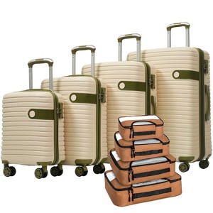 KWPZQEB 4 Piece Luggage Set Carry on Suitcase with ABS PC hardshell, Spinner Wheels & TSA Lock, 4 Packing Cubes (16/20/24/28) - 1 of 4