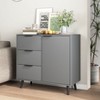 Storage Cabinet with 3 Drawers & Adjustable Shelf, Mid Century Cabinet with Door, Accent Cabinet for Living Room, Home Office, Entryway, Gray - 3 of 4