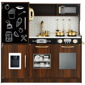 Best Choice Products Pretend Play Kitchen Wooden Toy Set for Kids w/ Telephone, Utensils, Oven, Microwave - 1 of 4