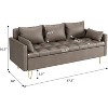 63.8 Inch Modern 3-Seat Sofa Couch with Storage Under Seat Cushion, Comfy Leather Fabric Sofa with 5 Pillows - 2 of 4