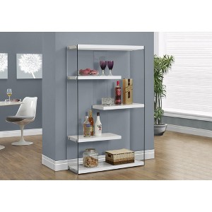 TOAOTBNBO 5 Tier Glass Bookcase with Polished Chrome, Tall Storage Bookshelves for Multipurpose Living Room Narrow Display Book Shelf - 1 of 4