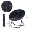 VECELO Folding Saucer Chair, Moon Chair with Metal Frame, Faux Fur for Bedroom or Living Room, Gray/Black - 3 of 4