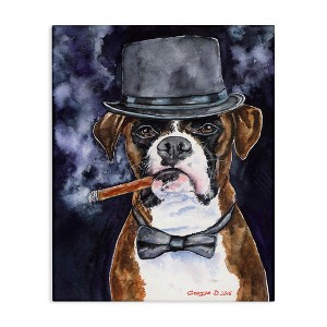 Stupell Industries Sophisticated Boxer Dog Portrait Top Hat Pet Canvas Art - 1 of 4
