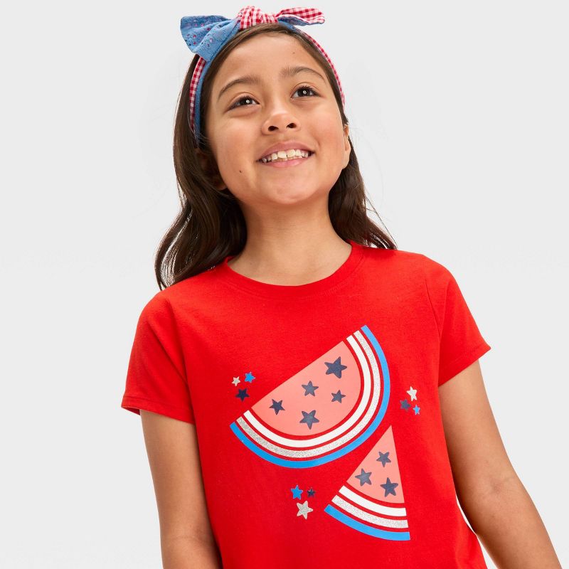 Girls&#39; Short Sleeve &#39;Watermelon&#39; Graphic T-Shirt - Cat &#38; Jack&#8482; Red, 3 of 5
