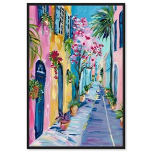 Art Remedy The Colorful Streets Colorful Coastal Wall Art Framed - 1 of 4