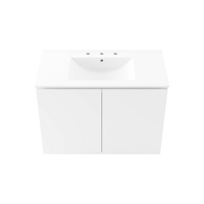 Bryn 36" White Ceramic Wall-Mount Bathroom Vanity