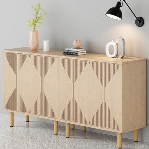 KTMBDW Sideboard Buffet Cabinet - Modern Larger Credenza Kitchen Storage Cabinet with 4 Doors - Accent Buffet Console Table for Dining Room Hallway - 1 of 4