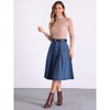 Allegra K Women's Denim Pleated High Waist A-Line Pockets Classic Midi Skirt with Belt - 2 of 4