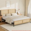 Full /Queen/King Size Bed Frame Complete w/ a Rattan Headboard and Footboard, Boho Queen Mattress Frame Eliminating The Need for a Box Spring - 3 of 4