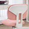 Cute Armless Office Chair, Teddy Fleece Fabric Computer Desk Chair, Vanity Task Chair with Adjustable Height, Swivel Wheels, Mid Back, Pink - 3 of 4