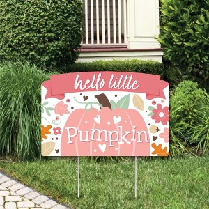 Big Dot of Happiness Girl Little Pumpkin - Fall Birthday Party or Baby Shower Yard Sign Lawn Decorations - Hello Little Pumpkin Party Yardy Sign - 1 of 4