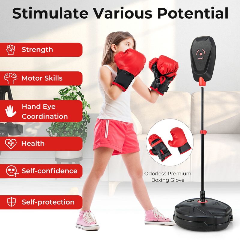 Costway Kids Punching Bag with Stand Height Adjustable Boxing Equipment with Gloves, 5 of 10
