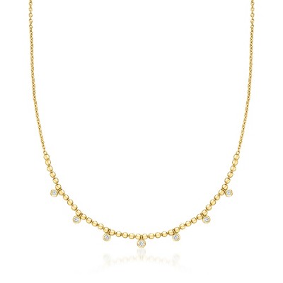 Pure Collection by Ross-Simons 0.25 ct. t.w. Lab-Grown Diamond and 18kt Gold Vermeil Bead Station Necklace Size 16