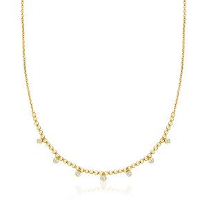 Pure Collection by Ross-Simons 0.25 ct. t.w. Lab-Grown Diamond and 18kt Gold Vermeil Bead Station Necklace Size 16 - 1 of 4