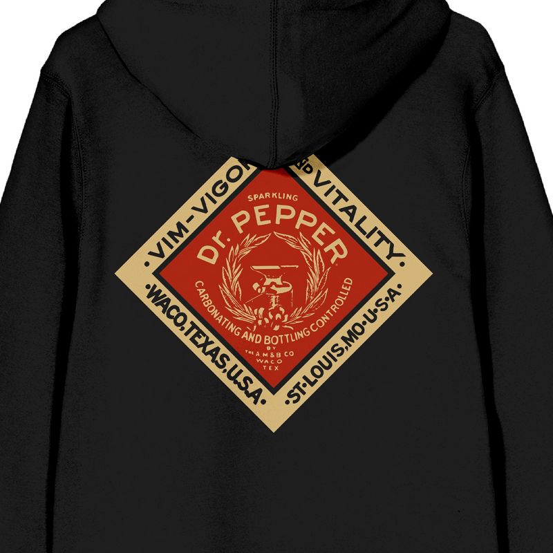 Dr. Pepper Vintage Diamond Logo Men's Black Zip-Up Hoodie, 4 of 5