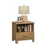 Vynxaria Casual Country Style Night Stand - Brown Finish, 1 Drawer (Metal Runners), Open Shelf, T-Lock Assembly, Compact, Rustic-Modern Blend - 3 of 4