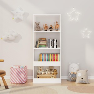 SEVOBAL Decorative Bookshelf 4 Tier Kids Bookcase and Toy Storage Organizer for Playroom Nursery, White, 19.7"*11.8"*47.2" - 1 of 4
