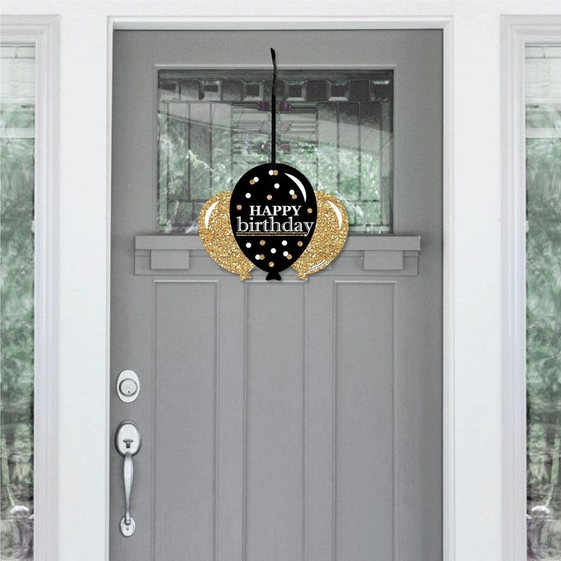 Big Dot of Happiness Adult Happy Birthday - Gold - Hanging Porch Birthday Party Outdoor Decorations - Front Door Decor - 1 Piece Sign, 2 of 9