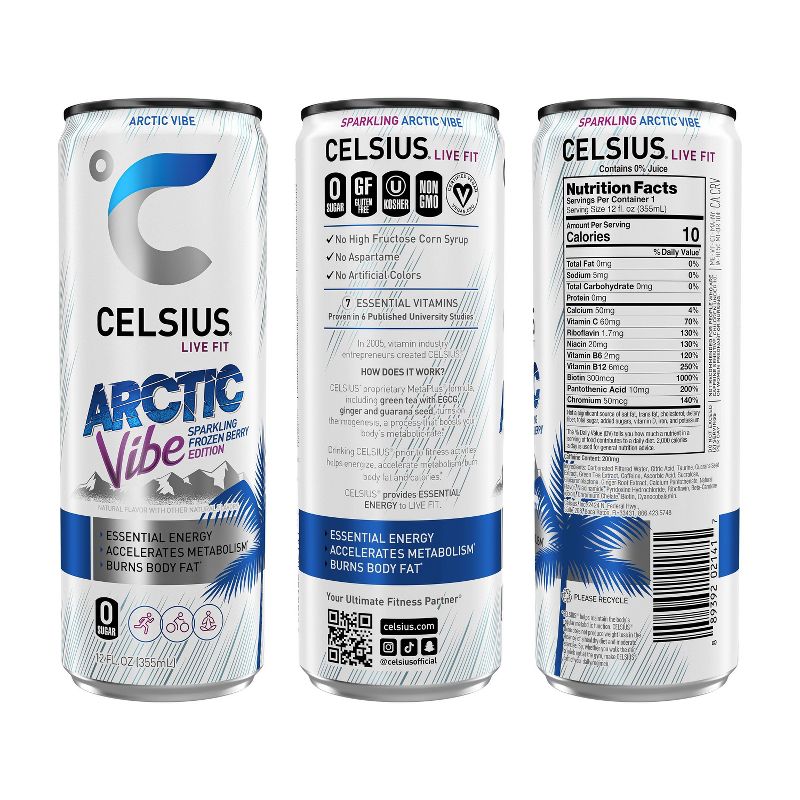 Celsius Sparkling Arctic Vibe Energy Drink - 12 fl oz Can, 5 of 7