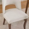 SEVOBAL Dining Chairs Set of 2 Modern Fabric Upholstered Chair with Curved Wood Legs and Copper Nail Detailing, Beige, 22.8"*20"*32.5" - 3 of 4