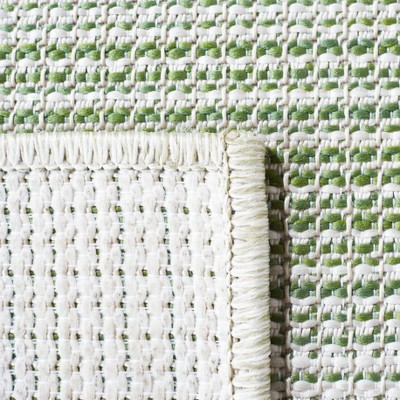 Olive Green and Ivory Striped Indoor/Outdoor Area Rug