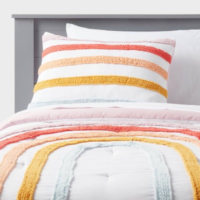 Twin Kids Comforter Set Placed Rainbow Pillowfort Target