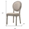 HomeRoots Set of Two Tan and Oak Upholstered Fabric King Louis Back Dining Side Chairs - 3 of 4