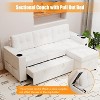 84” 2-in-1 Sofa Bed Comfortable Living Room Sofa with 2 Storage Arms and 2 Charging Ports, L-Shaped Sofa with 2 Cup Holders and Side Pockets - 4 of 4