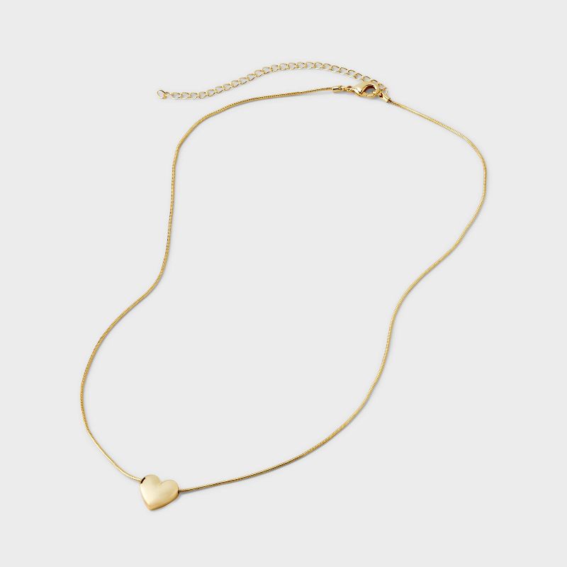 14k Gold Dipped Heart Slider on Snake Chain 1pc Necklace - A New Day&#8482; Gold, 4 of 6