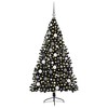 vidaXL Artificial Pre-lit Christmas Tree with 300 LEDs Black 70.9" PVC - 3 of 4