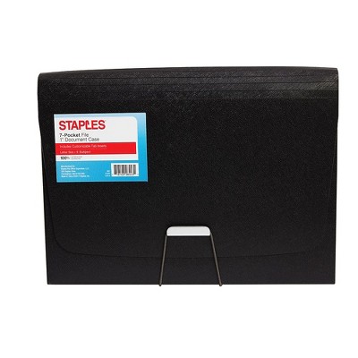 Staples Plastic 7-Pocket Folder with 1" Document Case Letter Black (51809) TR51810/51810