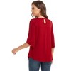 Women's Summer Shirt Crew Neck Three-Quarter Sleeve Blouse for Women - 4 of 4
