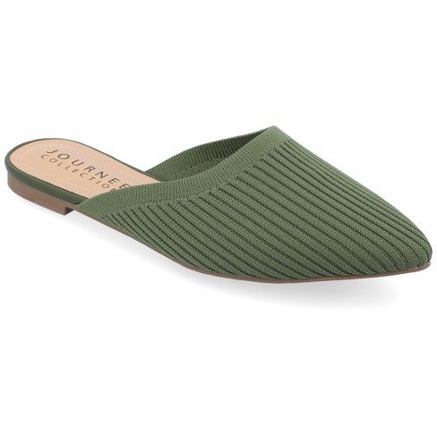 Journee Collection Womens Aniee Slip On Almond Toe Mule Flats Olive 5 ...