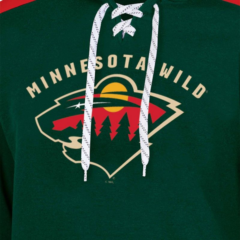 NHL Minnesota Wild Men&#39;s Hooded Sweatshirt with Lace, 3 of 4