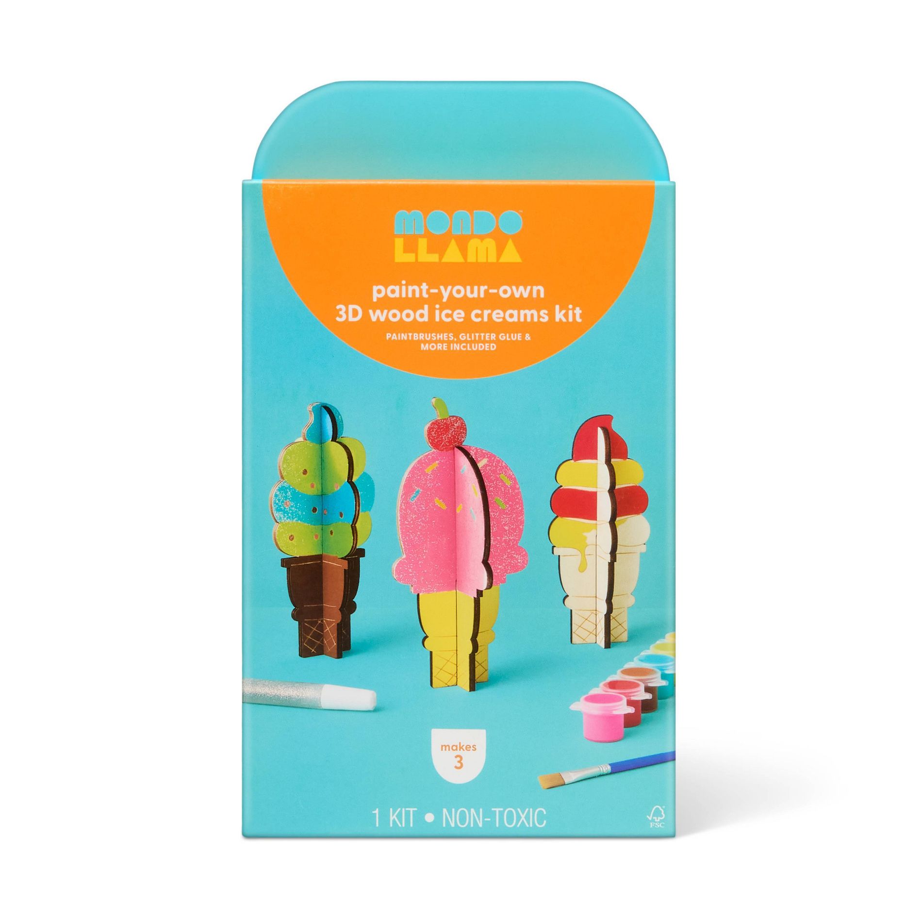 3ct Summer Craft 3D Ice Cream Painting Activity Kit - Mondo Llama™