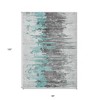 Teal Blue Charcoal And Silver Abstract Washable Indoor Outdoor Area Rug - 3 of 4