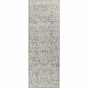Hauteloom Marlene Damask Off White & Blue Area Rug - 1 of 4