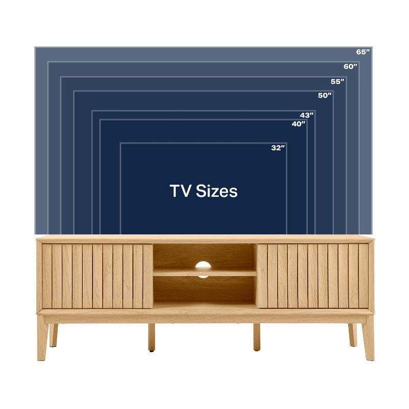 JONATHAN Y TVS1000A Gennaro 58 in. Farmhouse 3-Storage Sliding Door TV Stand Fits TVs up to 65 in. with Cable Management, 4 of 10