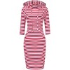Women's Casual Long Sweatshirts 3/4 Sleeve Hooded Bodycon Dress with Kangaroo Pocket - 3 of 4
