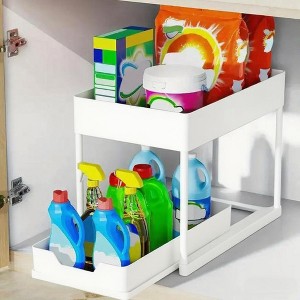KTMBDW 2-Tier Multi-Purpose Bathroom Under Sink Organizers and Storage, Stackable Kitchen Pantry Organization, Pull Out Cabinet Organizer - 1 of 4