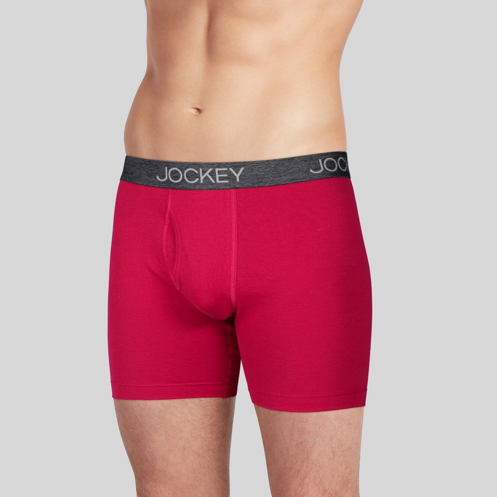 Jockey Generation Men's 3pk Stay New Cotton Boxer Briefs - Berry/Sea Breeze Stripe/Poseidon S, Pink/Blue