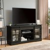 Gulches Charcoal Gray TV Stand Entertainment Center Fits TVs up to 65 in with 2 Sliding Fluted Glass Doors 3 Adjustable Shelves 2 Cable Cutouts - 2 of 4
