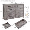 SinCiDo 9 Drawers Dresser for Bedroom, Farmhouse Wooden Chest of Drawer with Metal Handle, 36" H Rustic Drawer Organizer, Gray - 3 of 4