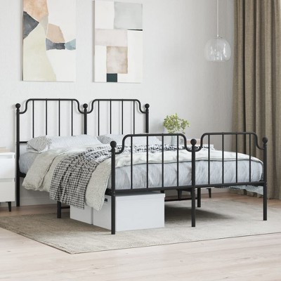 vidaXL Metal Bed Frame with Headboard and FootboardBlack 59.1 in.x78.7 in.