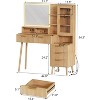 Makeup Vanity Desk with HD Lighted Mirror, Solid Wood Legs, and Power Outlet - Modern Fluted Design with Storage Shelf for Bedroom or Dressing Room - 3 of 4
