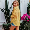 Anna-Kaci Women's Floral Long Sleeves Semi Sheer Turndown Collar Button Down Blouse Shirt- Large ,Yellow - 2 of 4