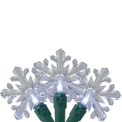 Brite Star 35ct Snowflake LED Winter Holiday Christmas Lights White - 9' Green Wire