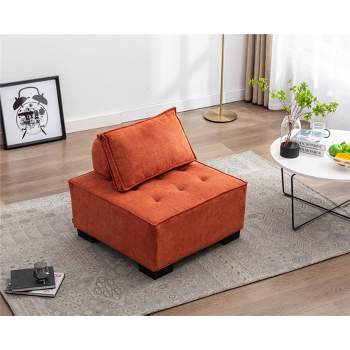 Christy 29.2" Height Oversized/Corner Orange Polyester Upholstered Seating Removable Pillows Leisure Sofa Lounge Chair/Lazy Sofa-Maison Boucle
