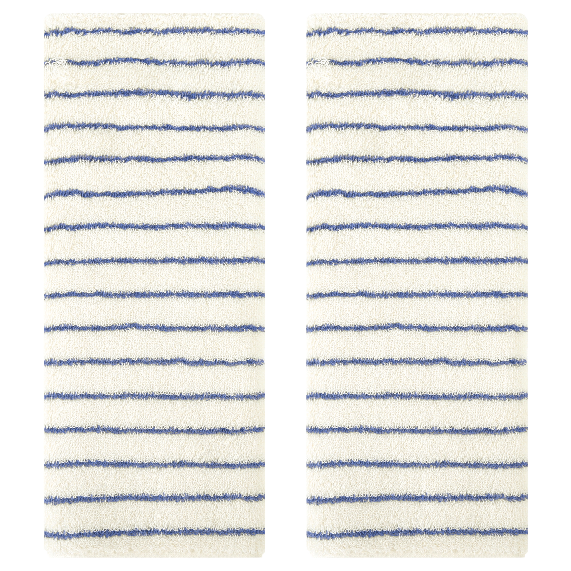 REGALWOVEN Stripe Pattern Cotton Soft Absorbent Durable Hand Towel 14" x 30" Light Blue 2 Pcs